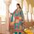 Women blue rayon blend ethnic motifs printed straight kurta trouser with dupatta