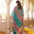Women blue rayon blend ethnic motifs printed straight kurta trouser with dupatta