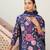 Women blue rayon blend floral printed straight kurta trouser with dupatta