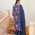 Women blue rayon blend floral printed straight kurta trouser with dupatta
