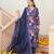 Women blue rayon blend floral printed straight kurta trouser with dupatta