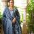 Women blue rayon blend floral printed straight kurta trouser with dupatta