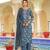 Women blue rayon blend floral printed straight kurta trouser with dupatta