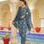 Women blue rayon blend floral printed straight kurta trouser with dupatta