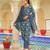 Women blue rayon blend floral printed straight kurta trouser with dupatta