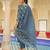 Women blue rayon blend floral printed straight kurta trouser with dupatta