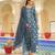 Women blue rayon blend floral printed straight kurta trouser with dupatta