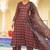 Women red rayon blend floral printed a-line kurta palazzo with dupatta