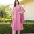 Women pink rayon blend ethnic motifs printed straight kurta trouser with dupatta