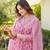 Women pink rayon blend ethnic motifs printed straight kurta trouser with dupatta