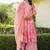 Women pink rayon blend floral printed a-line kurta palazzo with dupatta