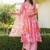 Women pink rayon blend floral printed a-line kurta palazzo with dupatta