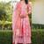 Women pink rayon blend floral printed a-line kurta palazzo with dupatta