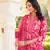 Women pink rayon blend floral printed a-line kurta palazzo with dupatta
