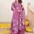 Women pink rayon blend floral printed a-line kurta palazzo with dupatta