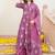 Women pink rayon blend floral printed a-line kurta palazzo with dupatta