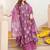 Women pink rayon blend floral printed a-line kurta palazzo with dupatta