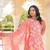 Women pink rayon blend floral printed a-line kurta palazzo with dupatta