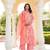 Women pink rayon blend floral printed a-line kurta palazzo with dupatta