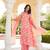 Women pink rayon blend floral printed a-line kurta palazzo with dupatta