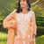 Women peach viscose solid embroidered straight kurta palazzo with dupatta