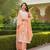 Women peach viscose solid embroidered straight kurta palazzo with dupatta
