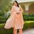 Women peach viscose solid embroidered straight kurta palazzo with dupatta
