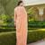Women peach viscose solid embroidered straight kurta palazzo with dupatta