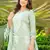 Women green viscose solid embroidered straight kurta palazzo with dupatta