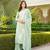 Women green viscose solid embroidered straight kurta palazzo with dupatta