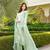 Women green viscose solid embroidered straight kurta palazzo with dupatta