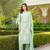 Women green viscose solid embroidered straight kurta palazzo with dupatta