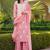 Women pink viscose solid embroidered straight kurta palazzo with dupatta