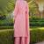 Women pink viscose solid embroidered straight kurta palazzo with dupatta