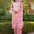 Women pink viscose solid embroidered straight kurta palazzo with dupatta