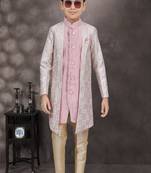 Peach embroidered jacket style sherwani