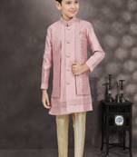 Pink embroidered jacket style sherwani