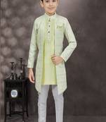 Sea green embroidered jacket style sherwani