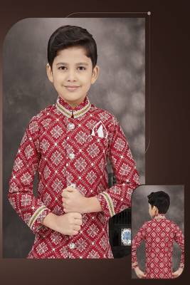 Red floral printed sherwani 2
