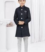 Navy blue embroidered sherwani