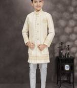 Cream  banarasi silk thread stone work with potali botton