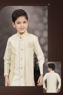 Cream  banarasi silk thread stone work with potali botton 2