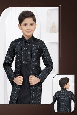 Black thread work banarasi silk sherwani 2