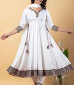 White grey gotta patti rayon stitched anarkali pant suit set