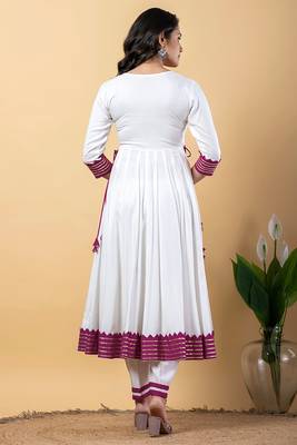 White purple gotta patti rayon stitched anarkali pant suit set 3
