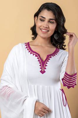 White purple gotta patti rayon stitched anarkali pant suit set 4