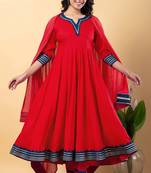 Red blue gotta patti rayon stitched anarkali pant suit set