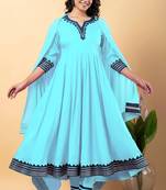 Light blue  gotta patti rayon stitched anarkali pant suit set