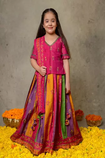 Multi colour printed lehenga set