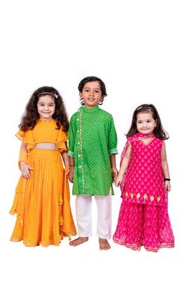 Yellow bandhani ghaghra set 2